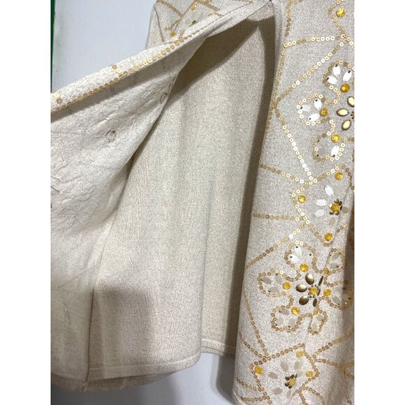 Alfred Dunner Champagne Embellished Open Front Cardigan Size L NWT - Picture 8 of 15